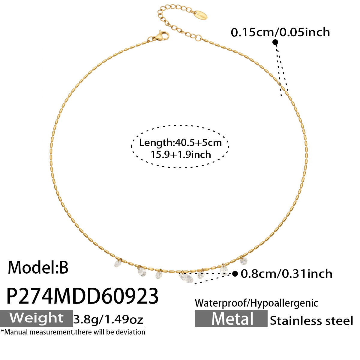 Stainless Steel Zircon Pendant Necklaces – Teardrop, Oval & Station Styles