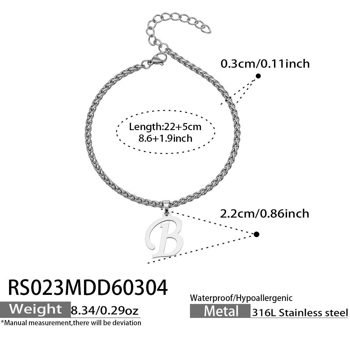 316L Stainless Steel Initial Letter Anklet | 18K PVD Gold Minimalist Wholesale