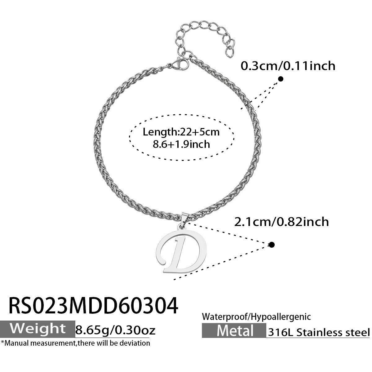 316L Stainless Steel Initial Letter Anklet | 18K PVD Gold Minimalist Wholesale