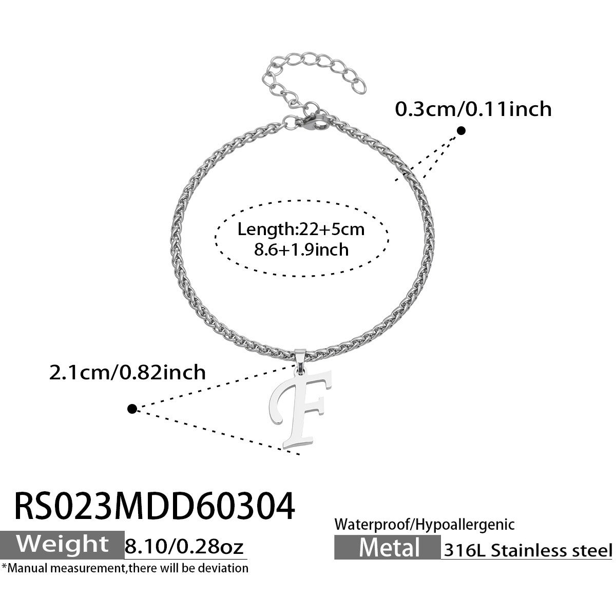 316L Stainless Steel Initial Letter Anklet | 18K PVD Gold Minimalist Wholesale