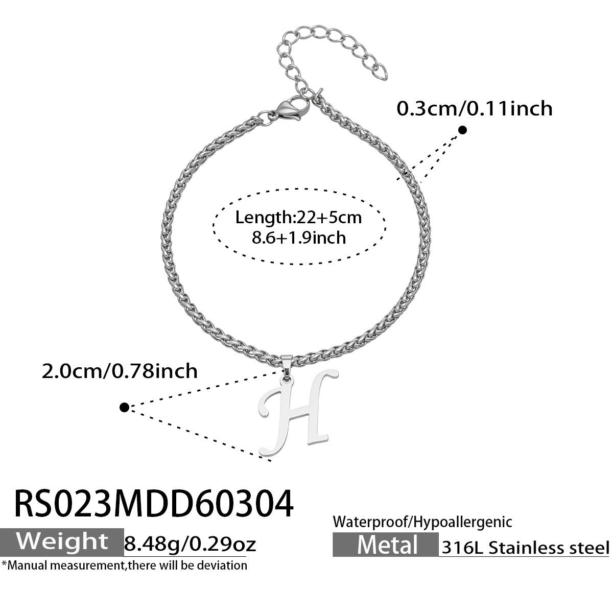 316L Stainless Steel Initial Letter Anklet | 18K PVD Gold Minimalist Wholesale