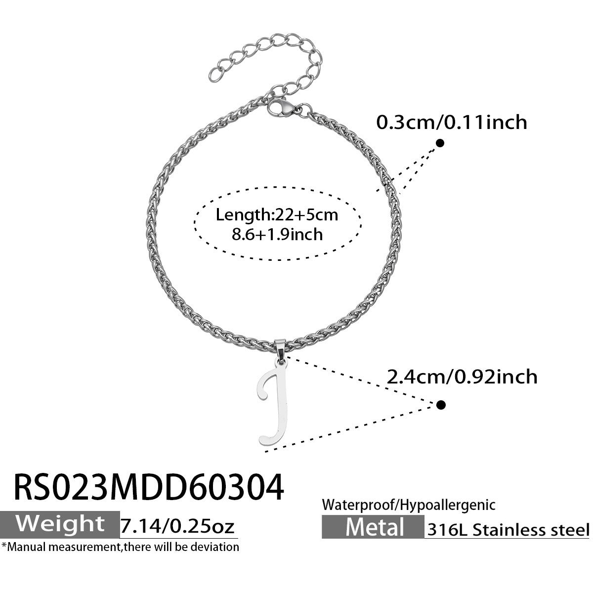 316L Stainless Steel Initial Letter Anklet | 18K PVD Gold Minimalist Wholesale