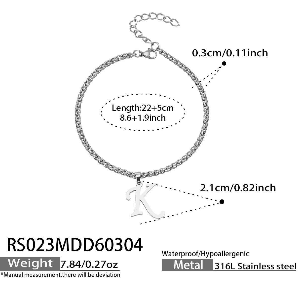 316L Stainless Steel Initial Letter Anklet | 18K PVD Gold Minimalist Wholesale