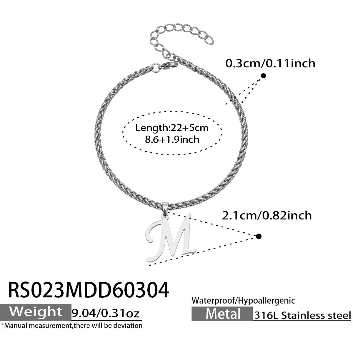 316L Stainless Steel Initial Letter Anklet | 18K PVD Gold Minimalist Wholesale