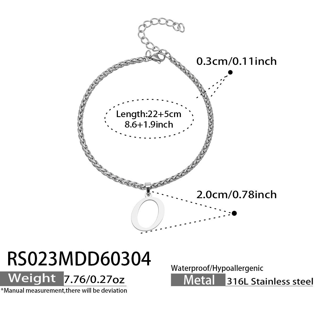 316L Stainless Steel Initial Letter Anklet | 18K PVD Gold Minimalist Wholesale