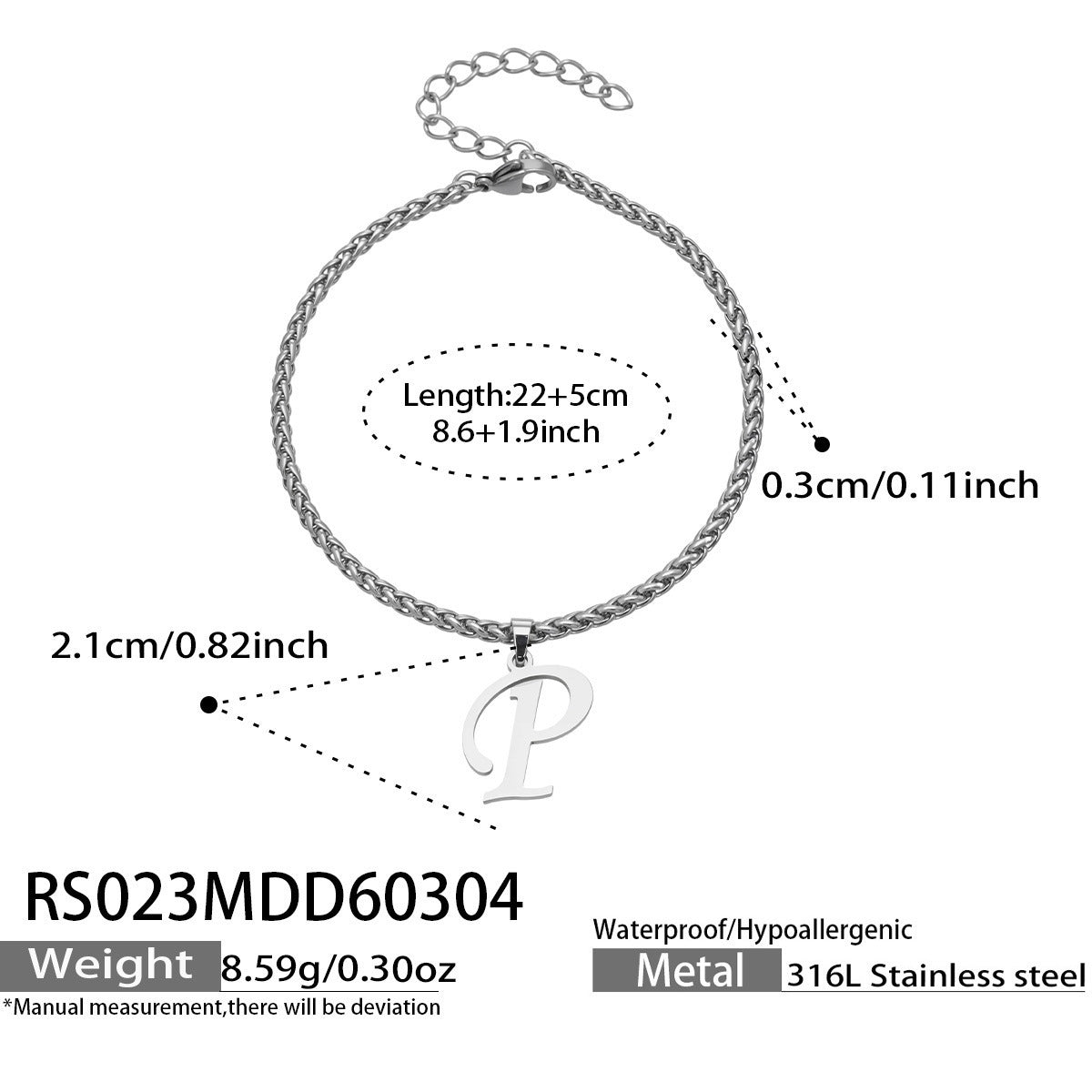 316L Stainless Steel Initial Letter Anklet | 18K PVD Gold Minimalist Wholesale