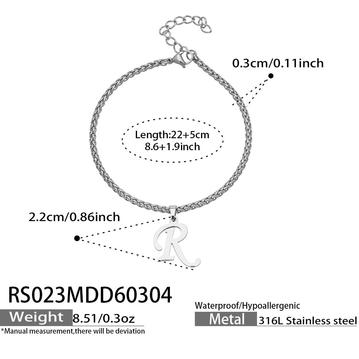316L Stainless Steel Initial Letter Anklet | 18K PVD Gold Minimalist Wholesale