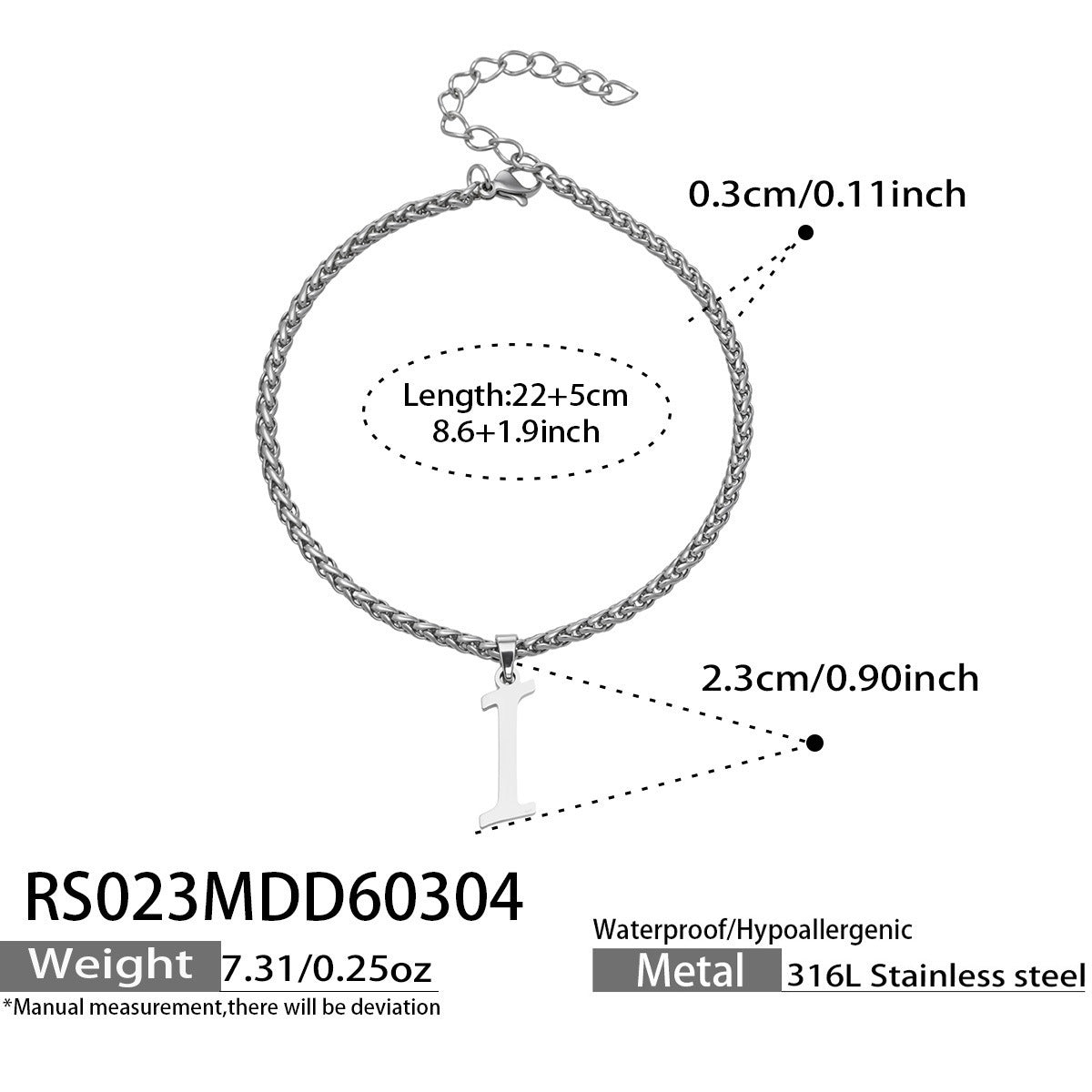 316L Stainless Steel Initial Letter Anklet | 18K PVD Gold Minimalist Wholesale