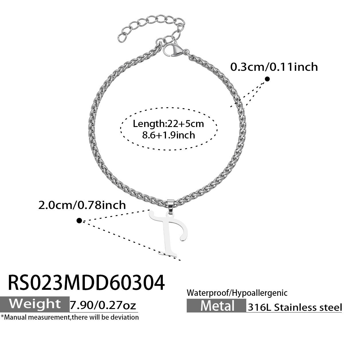 316L Stainless Steel Initial Letter Anklet | 18K PVD Gold Minimalist Wholesale