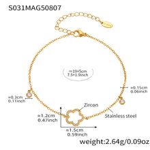 316L Stainless Steel Delicate Pave Zircon Hollow Flower Tassel Anklet