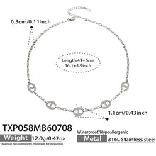 Steel D-shaped zircon necklace made from 316L stainless steel with 41+5cm adjustable length, D-shaped charm details and 12.0g weight
