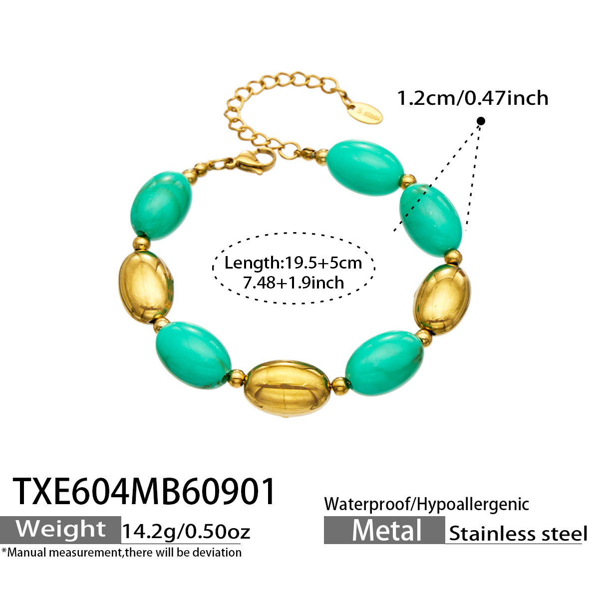 316L Stainless Steel 18K PVD Gold Resin Jewelry Bracelet and Necklace Collection