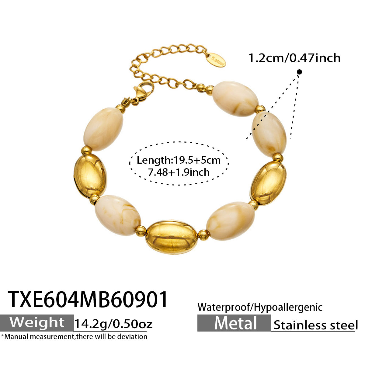 316L Stainless Steel 18K PVD Gold Resin Jewelry Bracelet and Necklace Collection