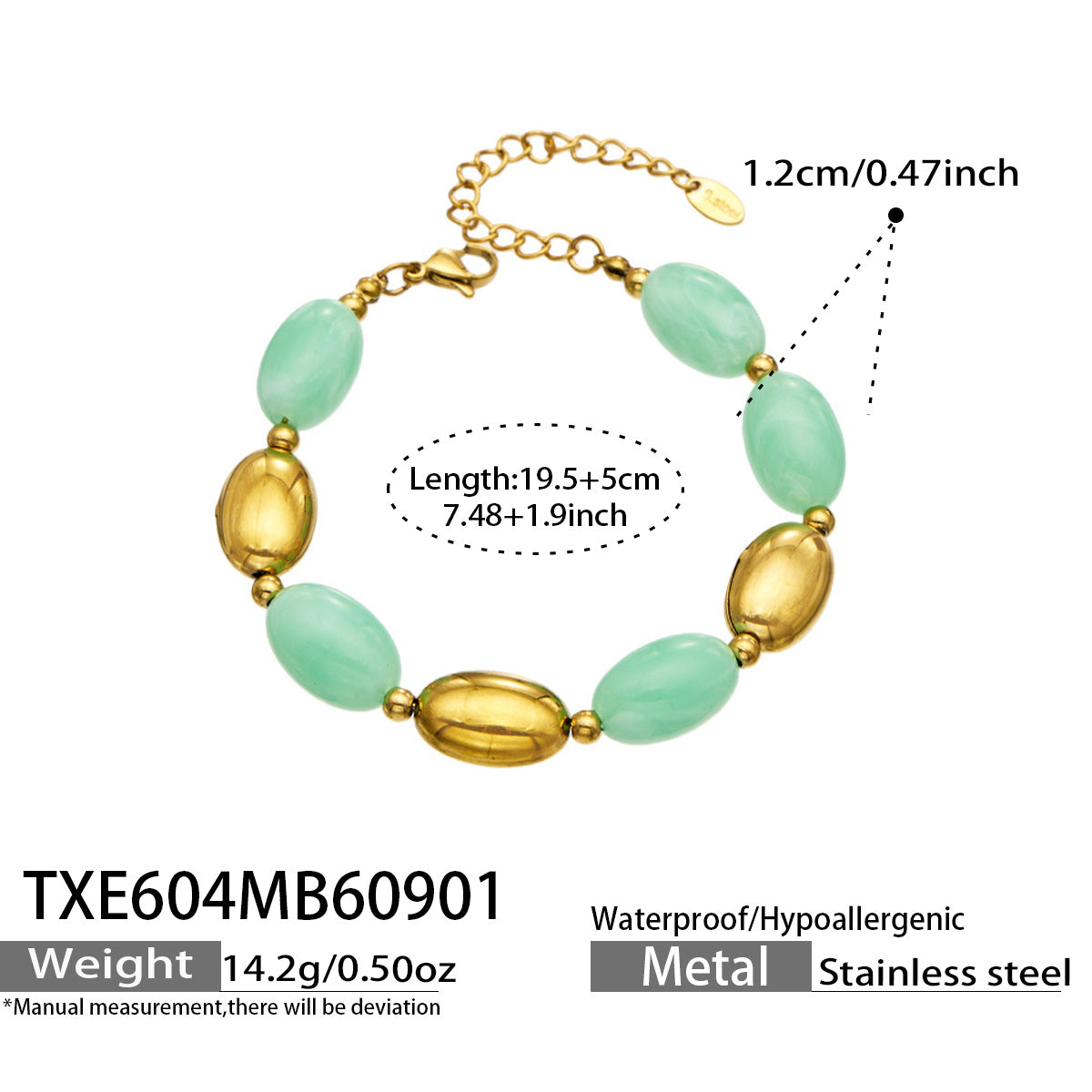 316L Stainless Steel 18K PVD Gold Resin Jewelry Bracelet and Necklace Collection