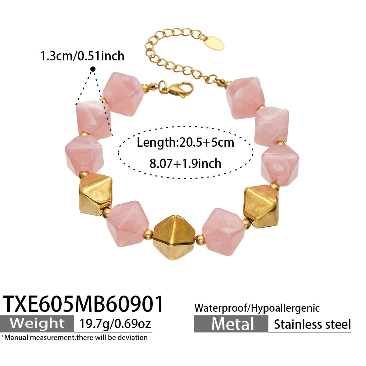 316L Stainless Steel 18K PVD Gold Resin Bracelet and Necklace Collection