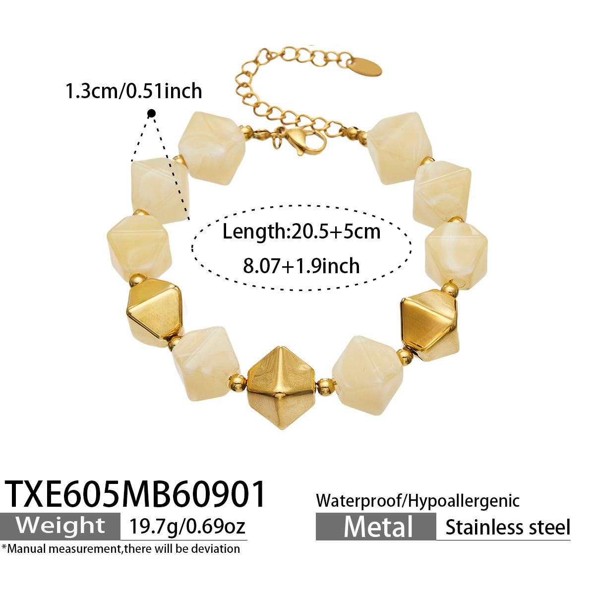 316L Stainless Steel 18K PVD Gold Resin Bracelet and Necklace Collection