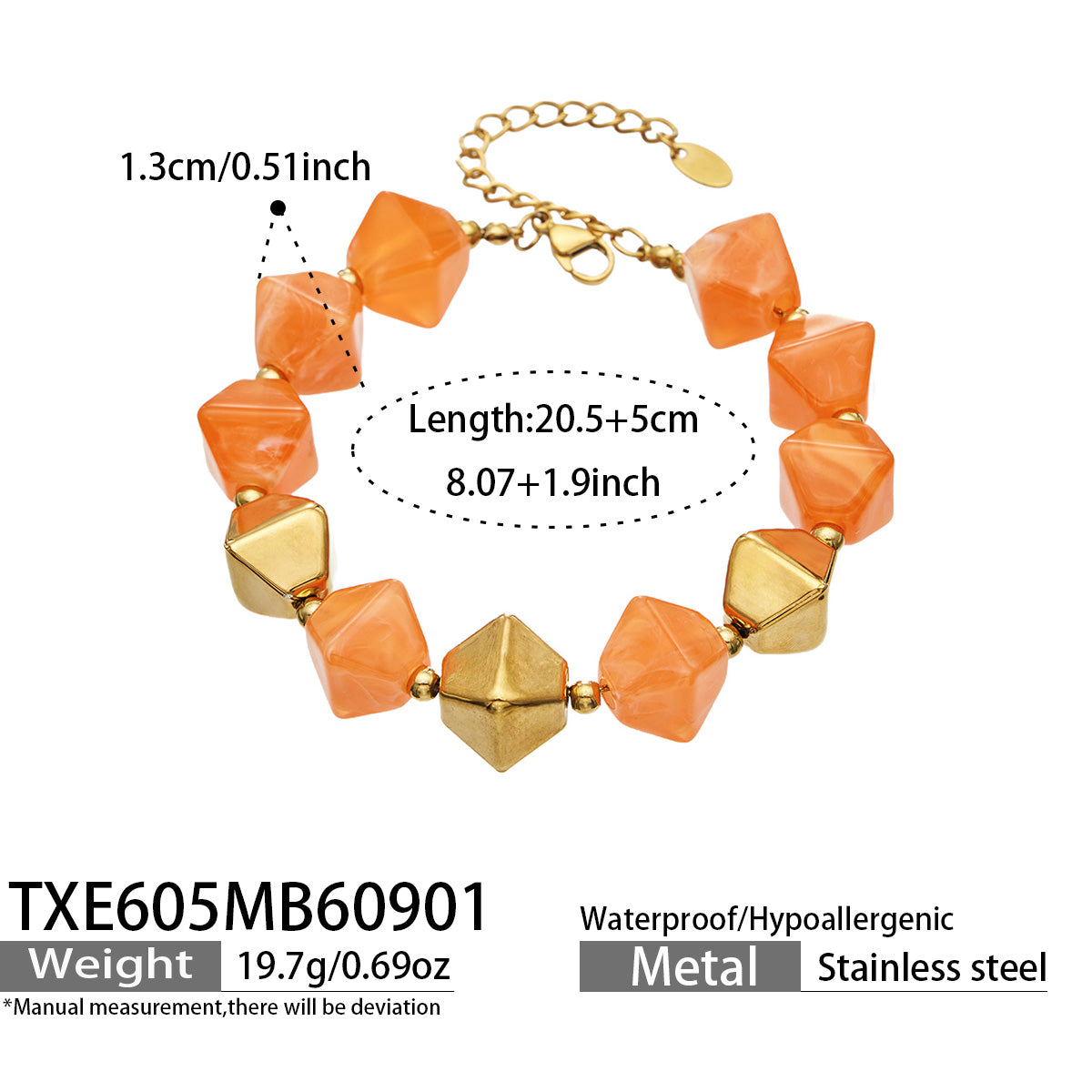 316L Stainless Steel 18K PVD Gold Resin Bracelet and Necklace Collection
