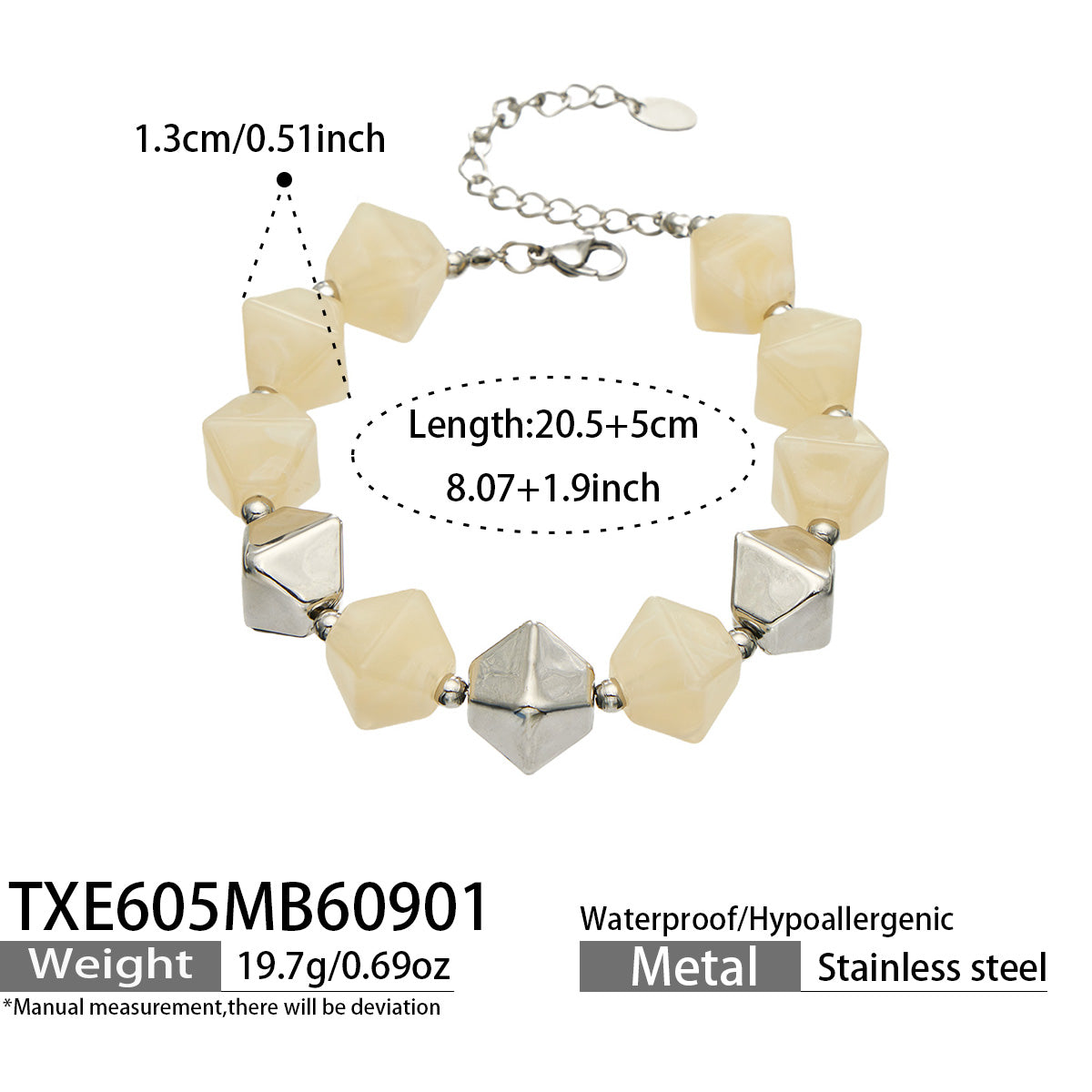 316L Stainless Steel 18K PVD Gold Resin Bracelet and Necklace Collection