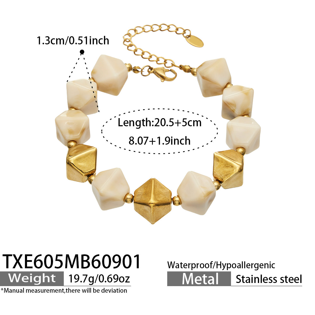 316L Stainless Steel 18K PVD Gold Resin Bracelet and Necklace Collection