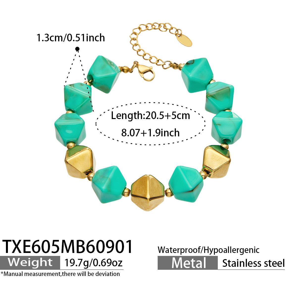 316L Stainless Steel 18K PVD Gold Resin Bracelet and Necklace Collection