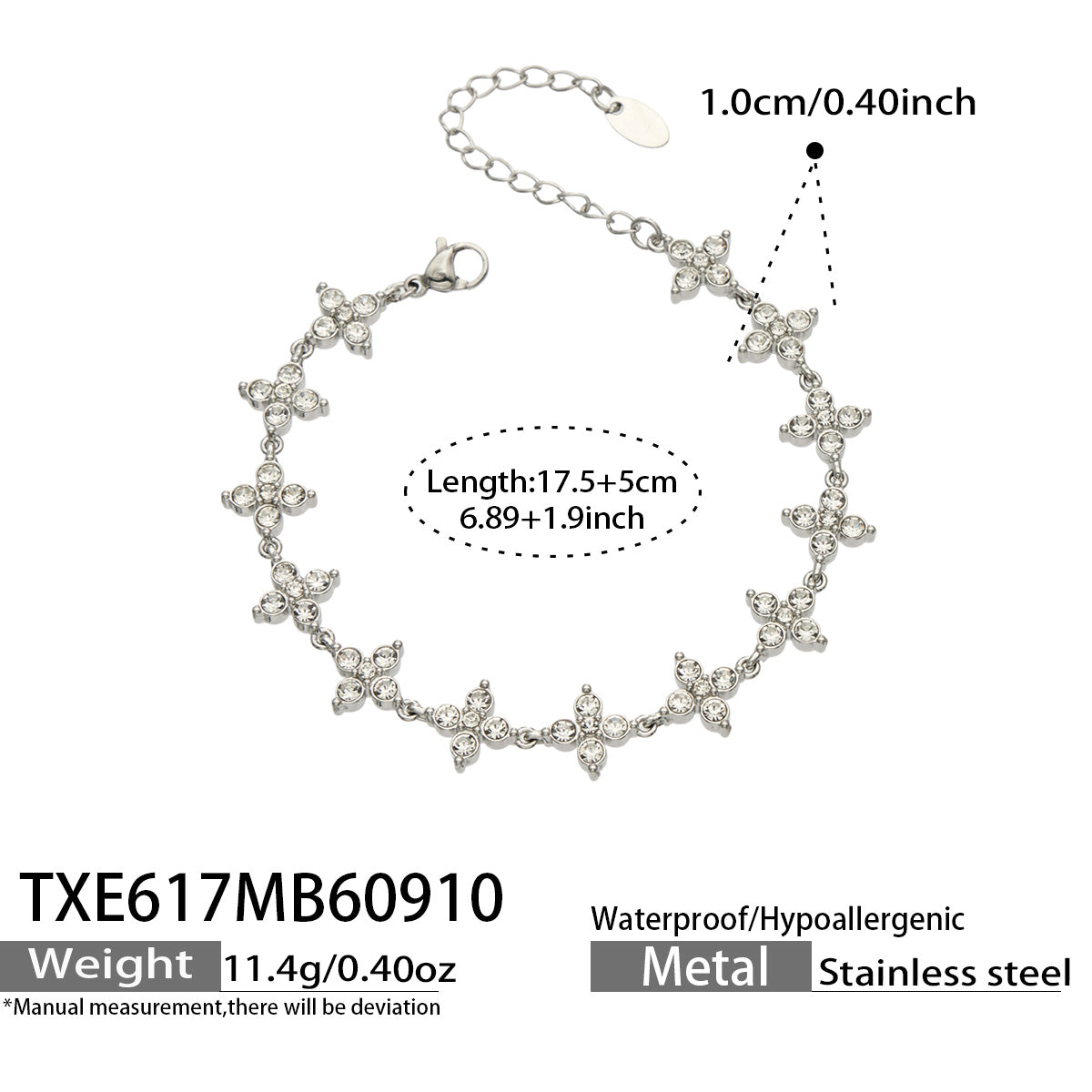 Four-Petal Flower Zircon Bracelet | Stainless Steel