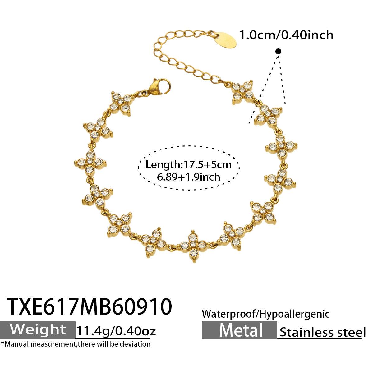 Four-Petal Flower Zircon Bracelet | Stainless Steel