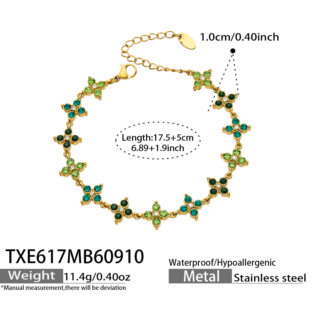 Four-Petal Flower Zircon Bracelet | Stainless Steel