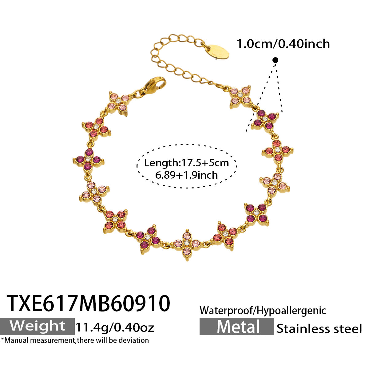 Four-Petal Flower Zircon Bracelet | Stainless Steel