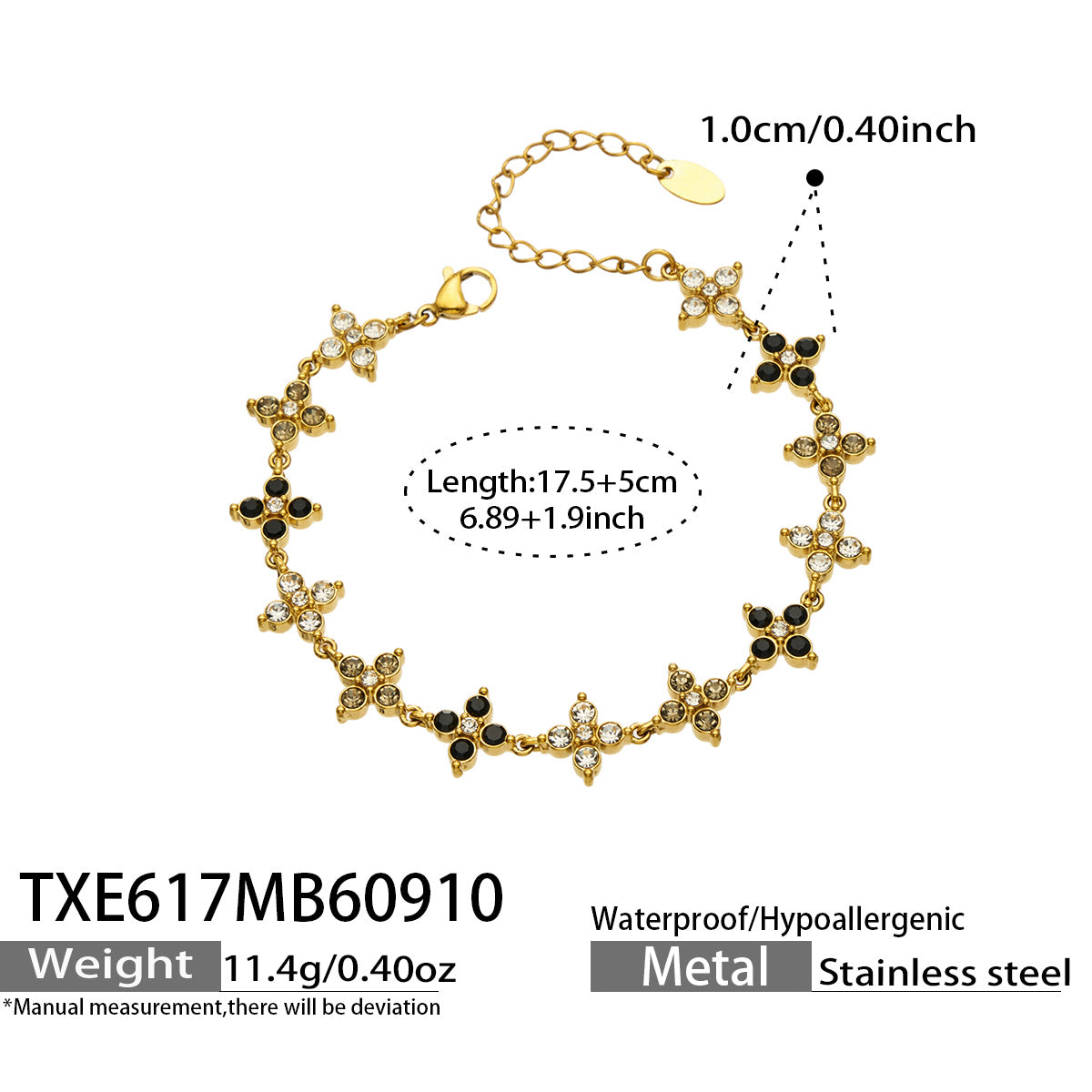 Four-Petal Flower Zircon Bracelet | Stainless Steel