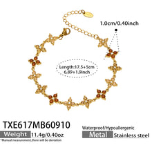 Four-Petal Flower Zircon Bracelet | Stainless Steel
