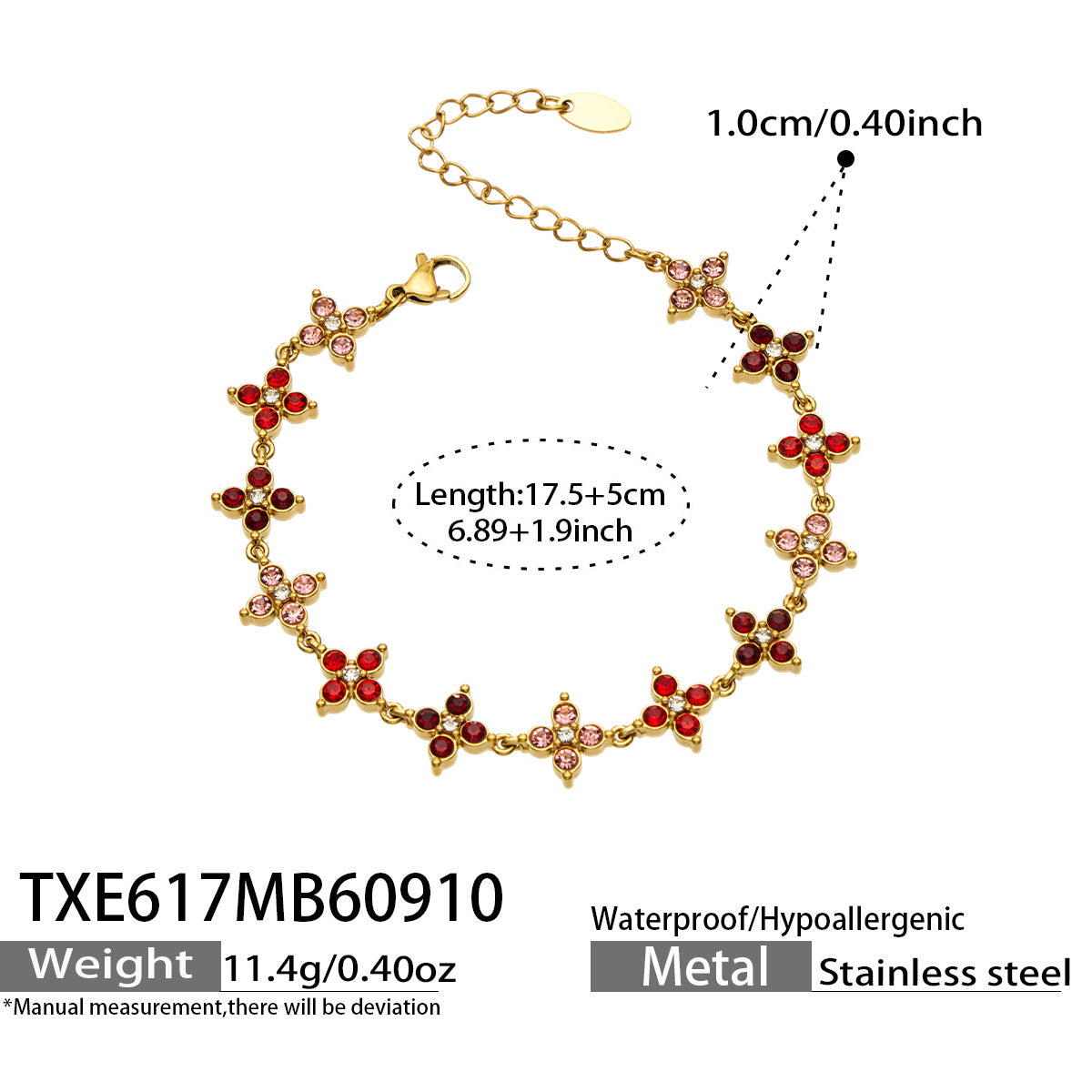 Four-Petal Flower Zircon Bracelet | Stainless Steel
