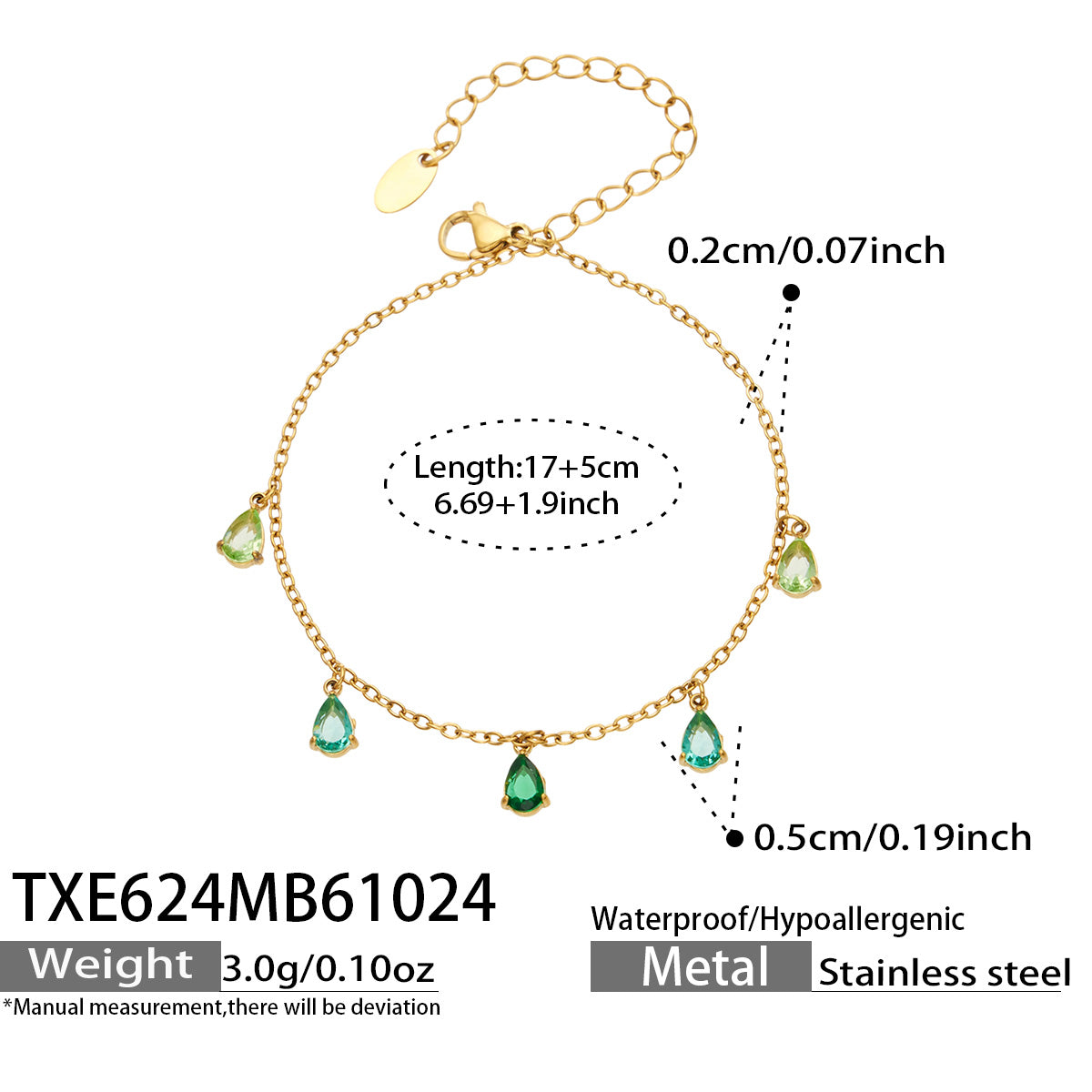 Teardrop Zircon Bracelets & Anklets | Stainless Steel
