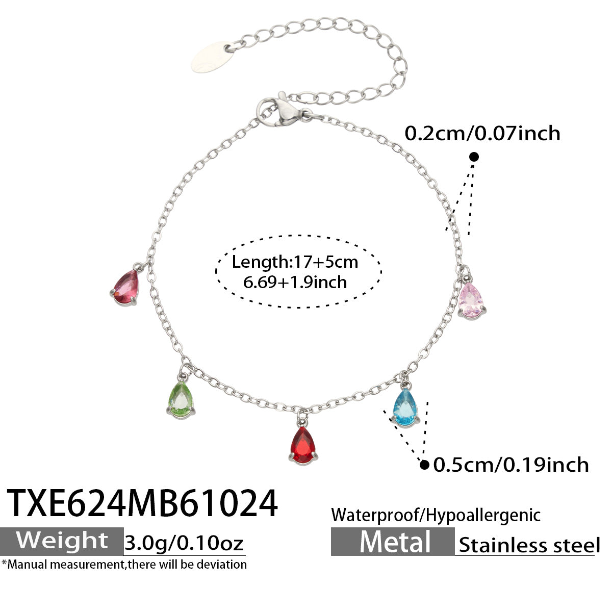 Teardrop Zircon Bracelets & Anklets | Stainless Steel