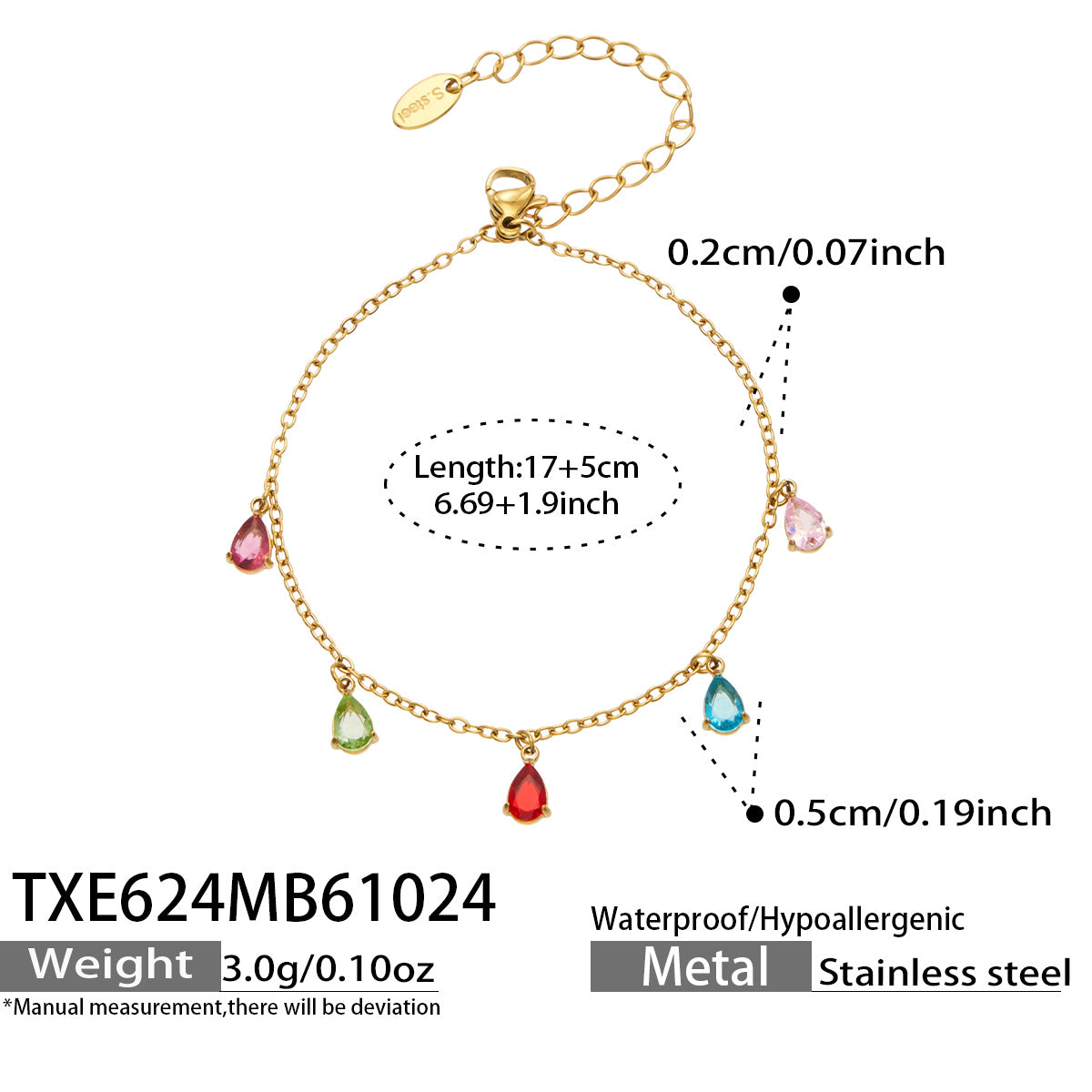 Teardrop Zircon Bracelets & Anklets | Stainless Steel