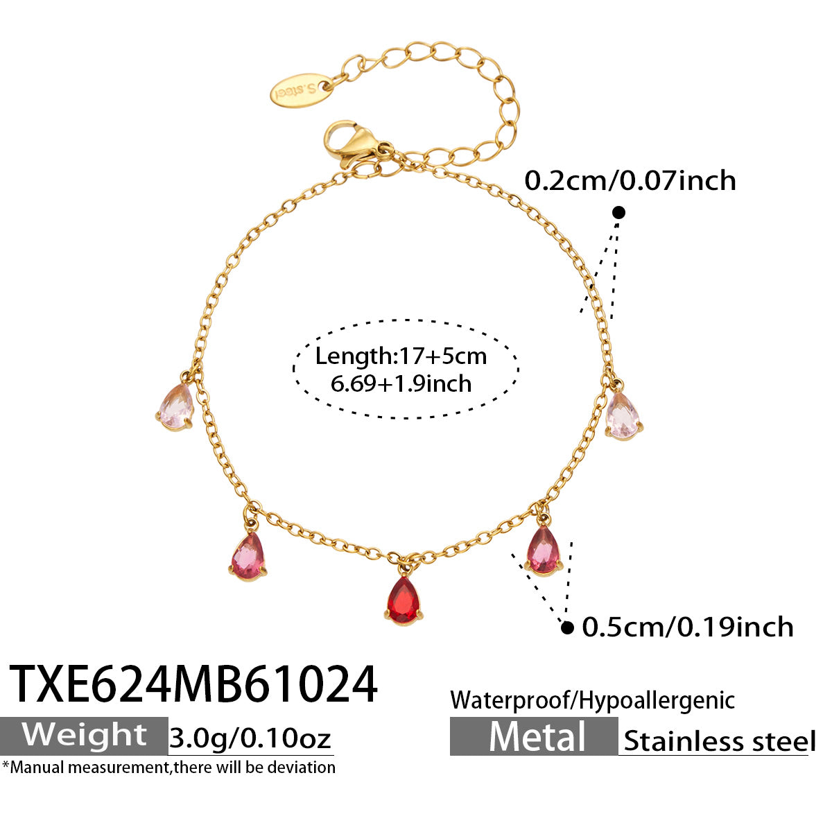 Teardrop Zircon Bracelets & Anklets | Stainless Steel