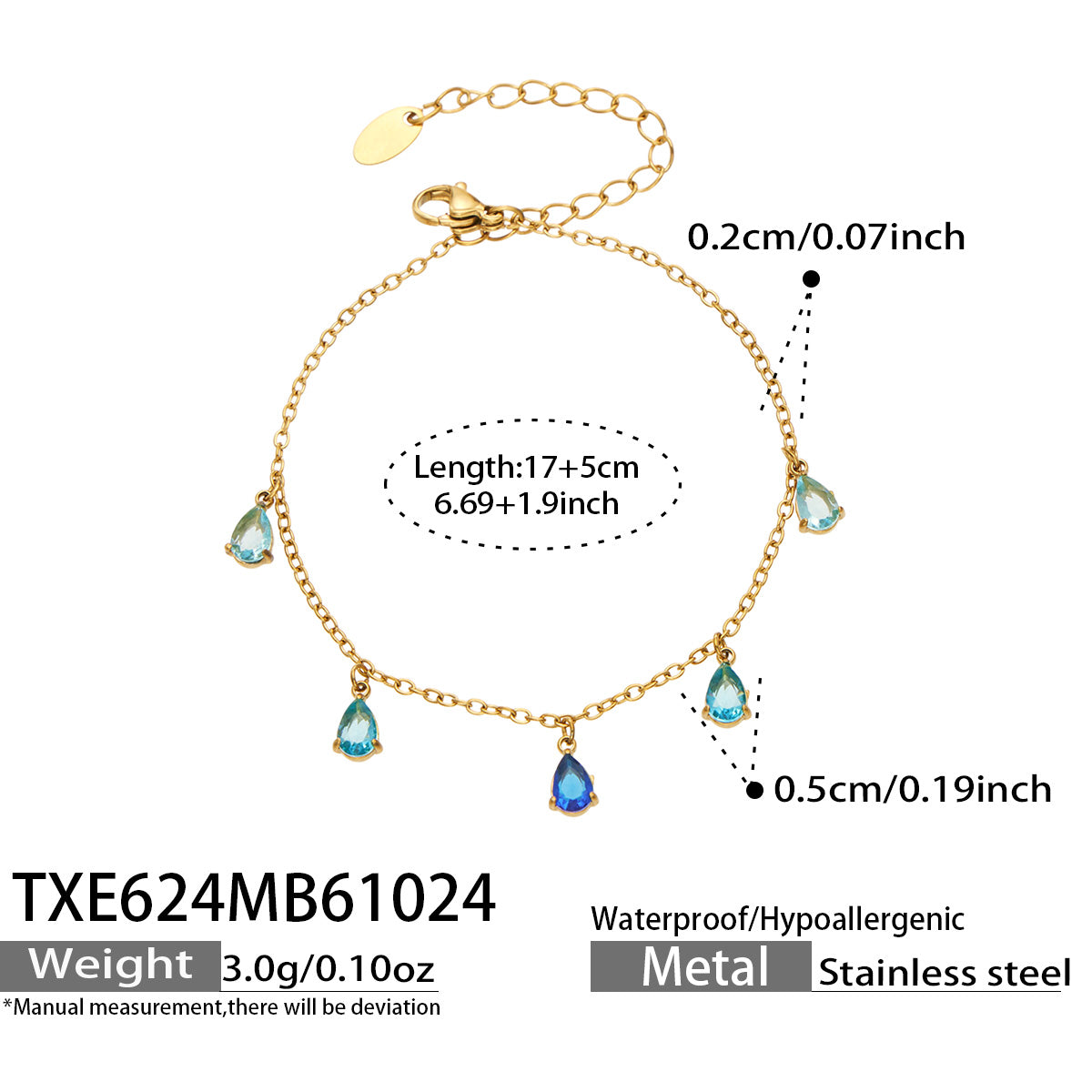 Teardrop Zircon Bracelets & Anklets | Stainless Steel