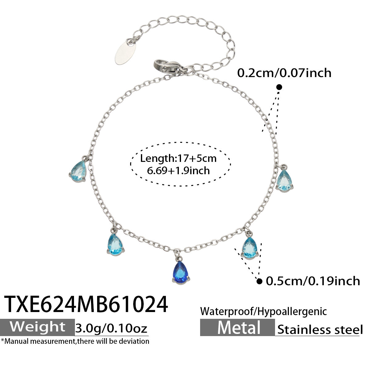 Teardrop Zircon Bracelets & Anklets | Stainless Steel