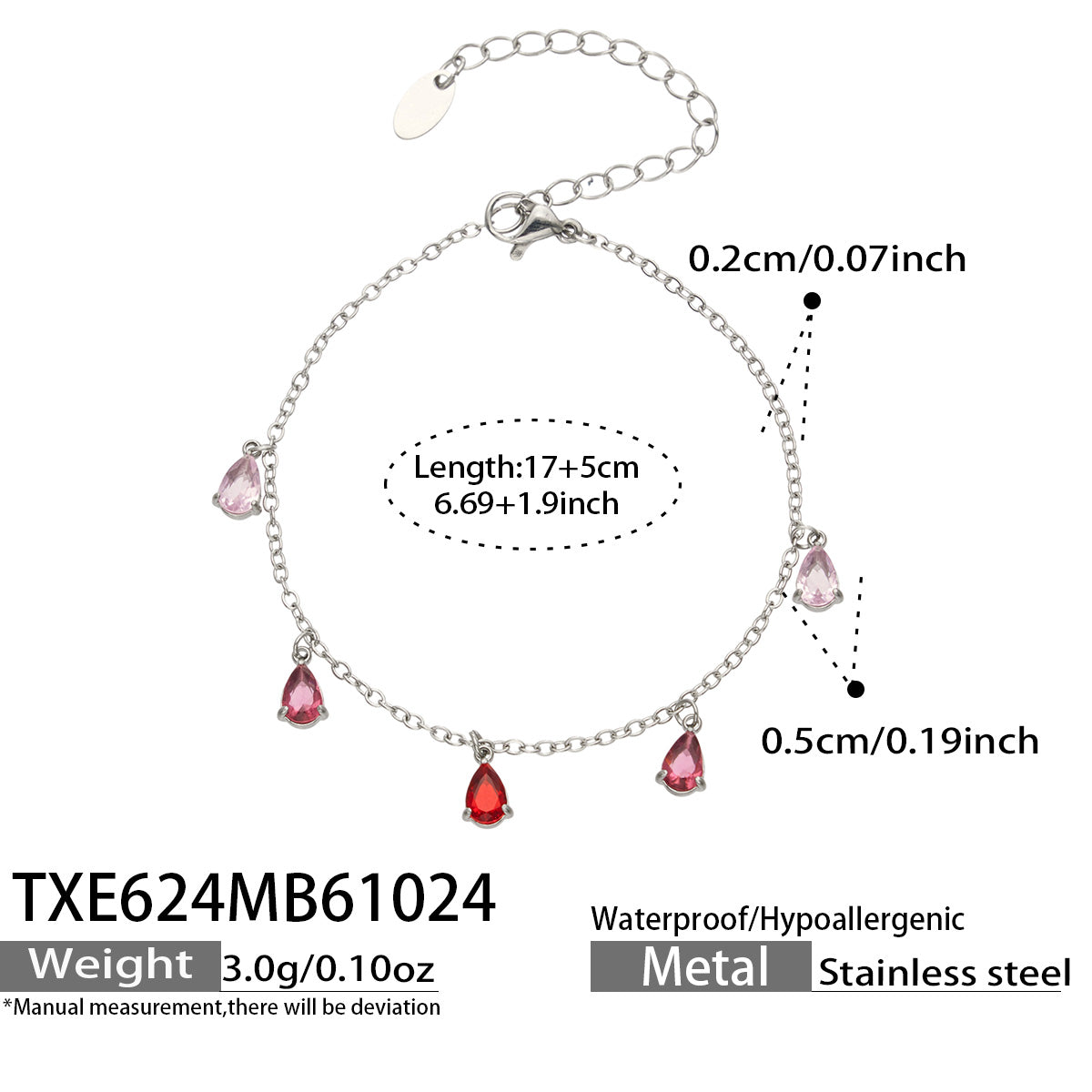 Teardrop Zircon Bracelets & Anklets | Stainless Steel
