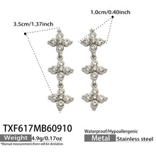 Three-Flower Zircon Drop Earrings | Stainless Steel