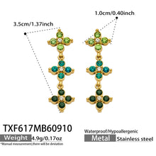Three-Flower Zircon Drop Earrings | Stainless Steel