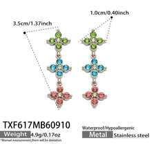 Three-Flower Zircon Drop Earrings | Stainless Steel