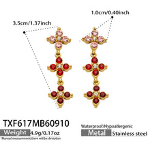Three-Flower Zircon Drop Earrings | Stainless Steel