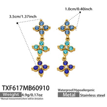 Three-Flower Zircon Drop Earrings | Stainless Steel