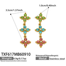 Three-Flower Zircon Drop Earrings | Stainless Steel