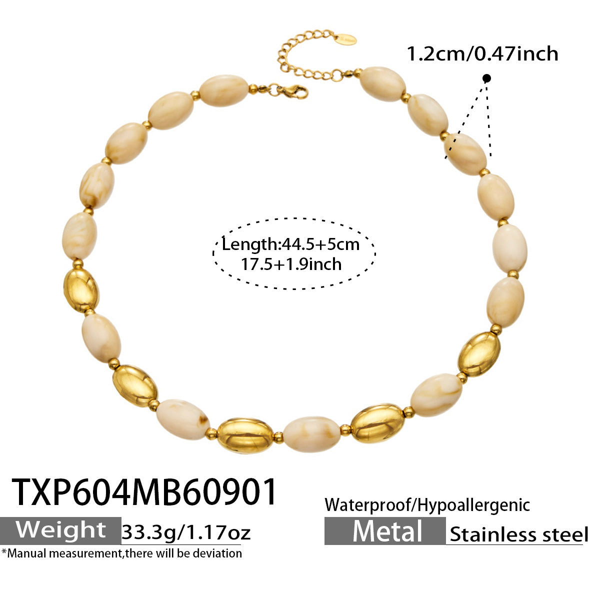 316L Stainless Steel 18K PVD Gold Resin Jewelry Bracelet and Necklace Collection