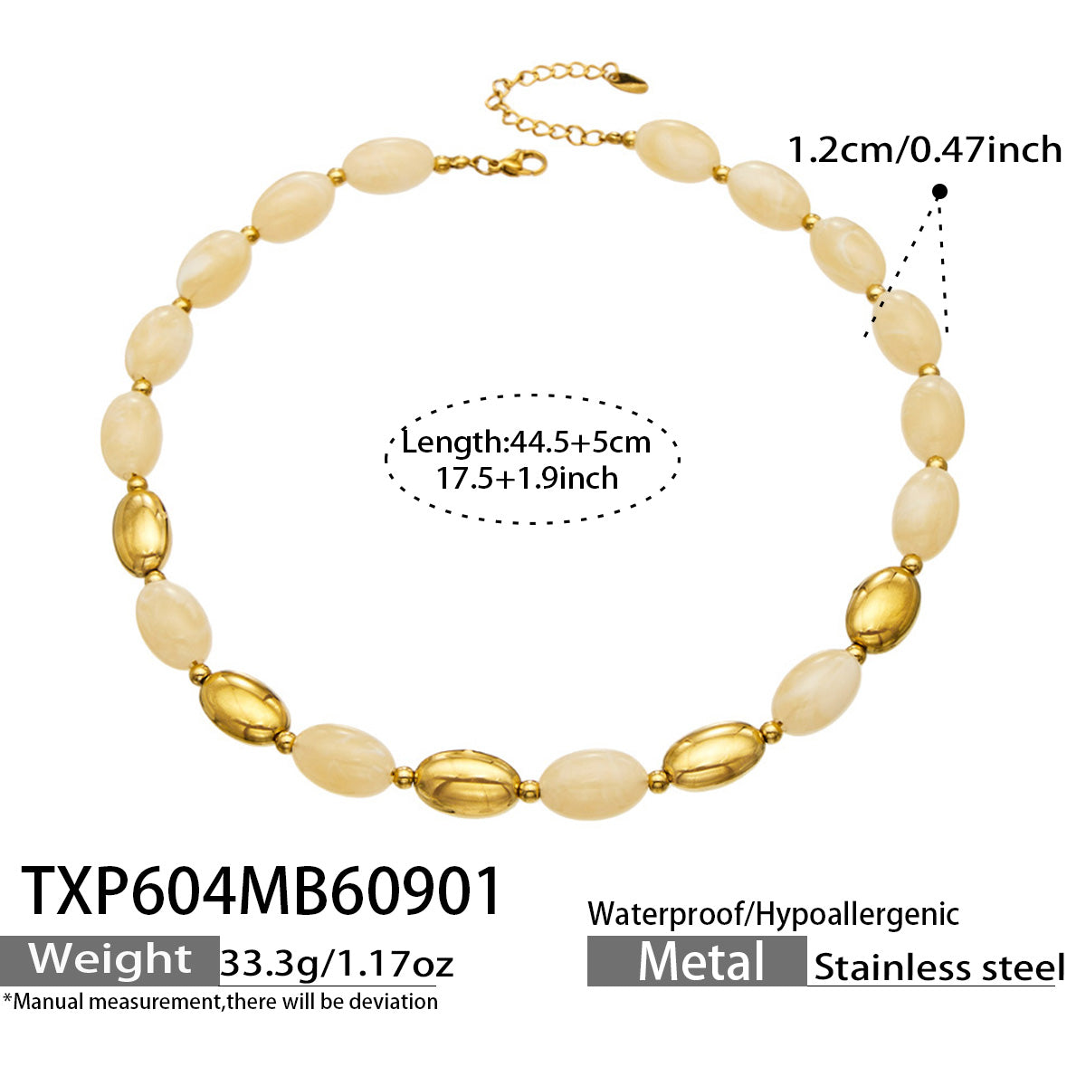 316L Stainless Steel 18K PVD Gold Resin Jewelry Bracelet and Necklace Collection
