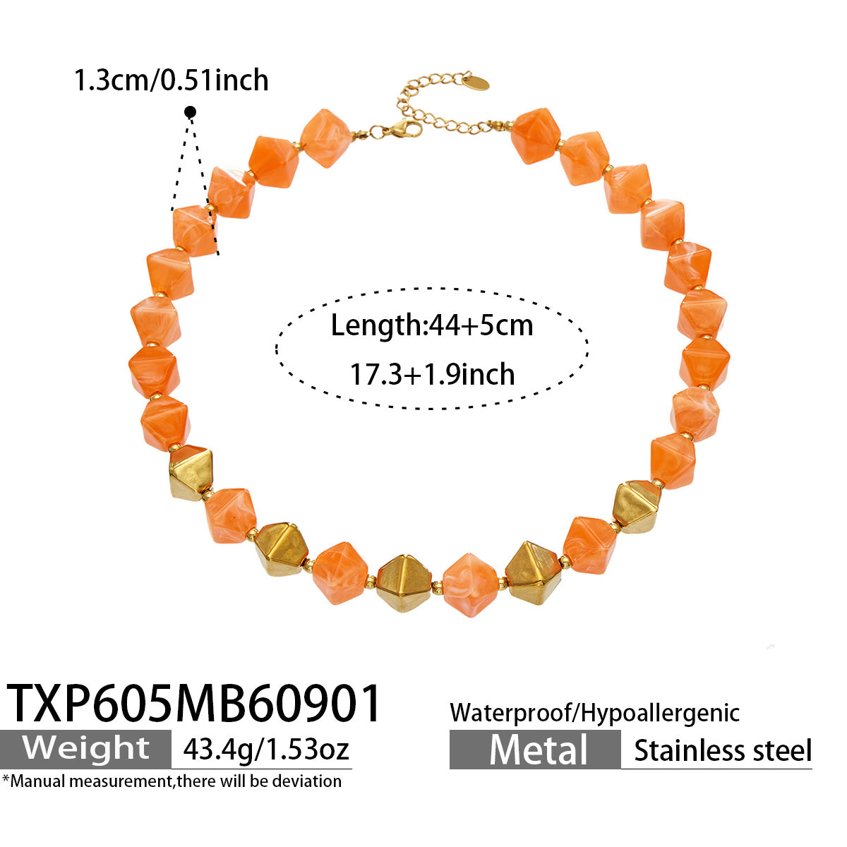 316L Stainless Steel 18K PVD Gold Resin Bracelet and Necklace Collection