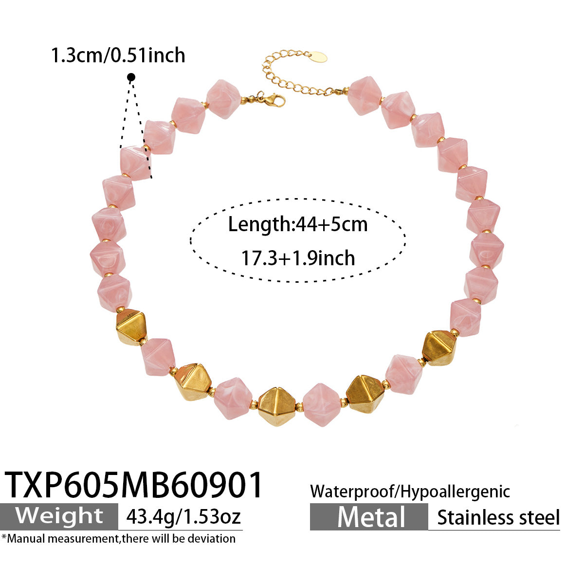 316L Stainless Steel 18K PVD Gold Resin Bracelet and Necklace Collection