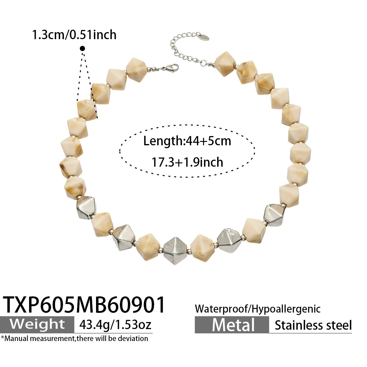 316L Stainless Steel 18K PVD Gold Resin Bracelet and Necklace Collection