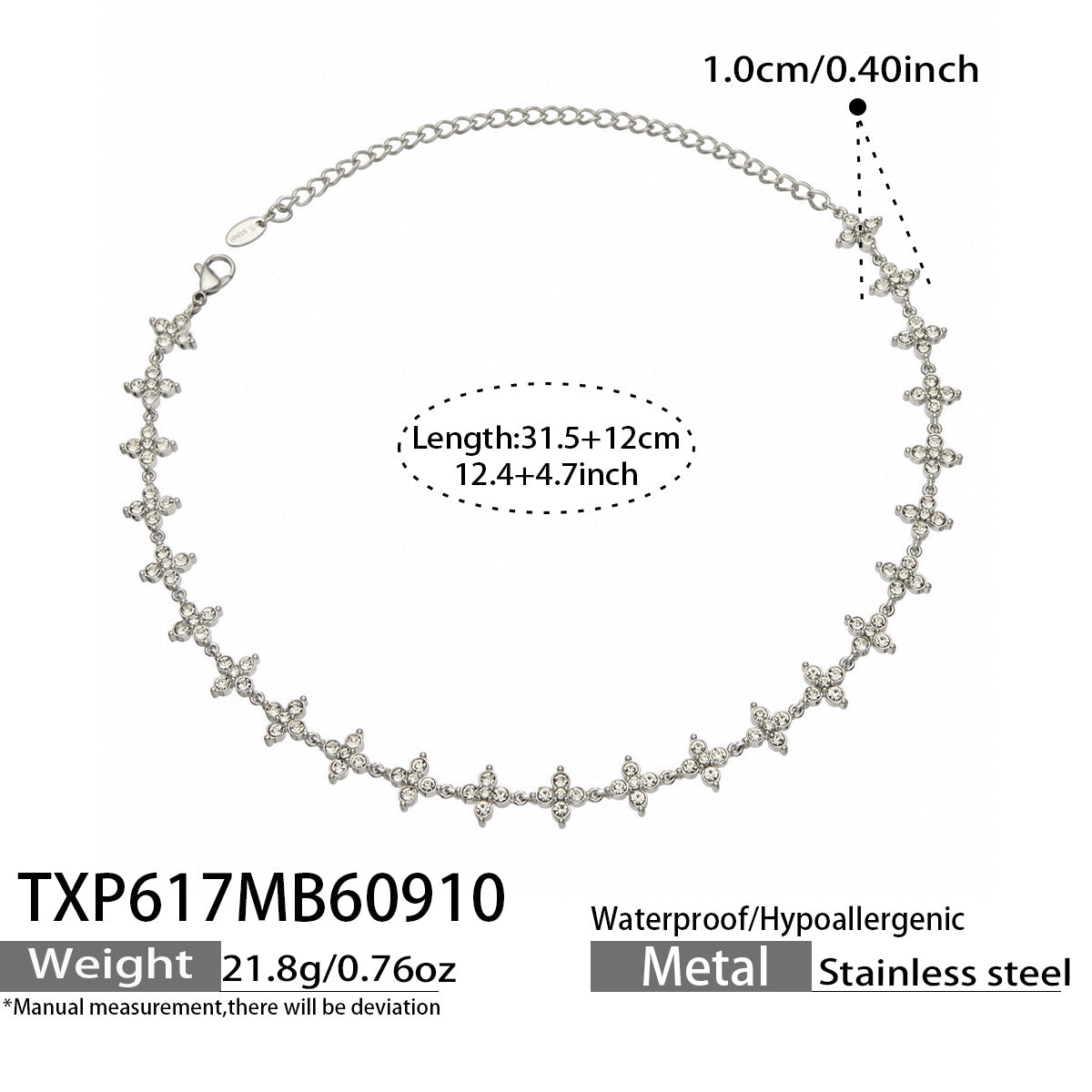 Four-Petal Flower Zircon Necklace | Stainless Steel